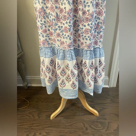 MADISON MATHEWS CHARLESTON DUTCH BLUE FLORAL LINED MAXI RUFFLE DRESS - Picture 5 of 12